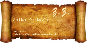 Zalka Zoltán névjegykártya